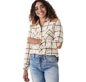 Faherty Daly shirt OLP-OLIVIA PLAID Corduroy Elbow Patches MSRP $178 Size Medium